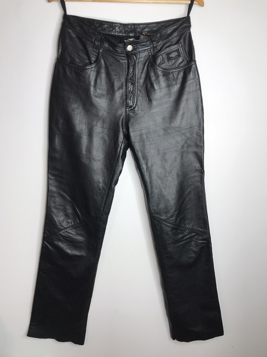 Harley Davidson Womens 36/8 Black Leather Motorcycle Riding Pants