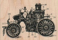 Steam Engine 3 x 2" Rubber Stamp, Steampunk Stamp