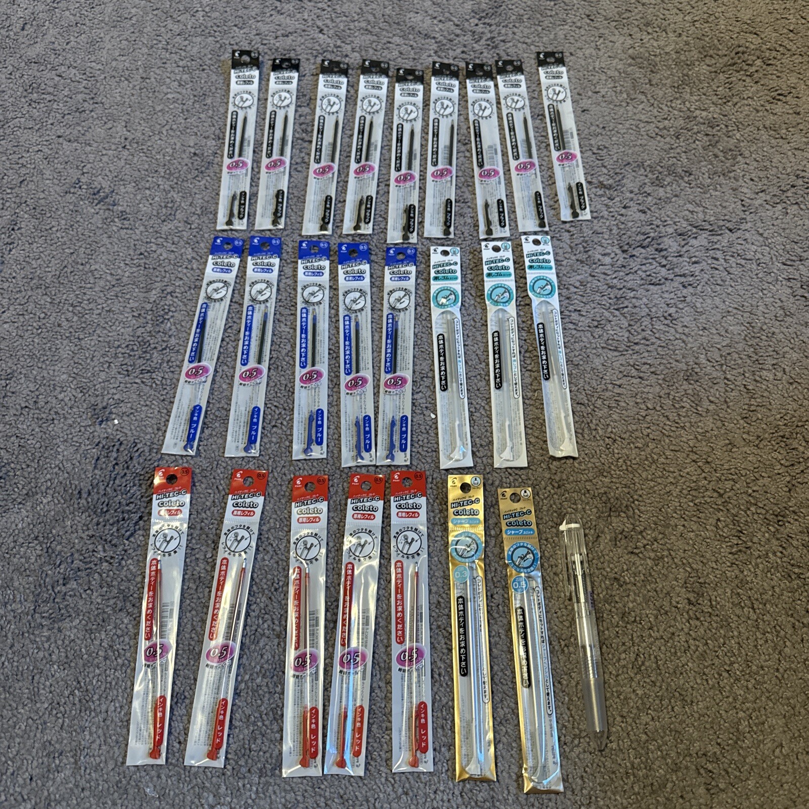 White Barrel Pilot needle tip Hi-Tec-C Coleto 0.3mm rollerball pen 24 refill