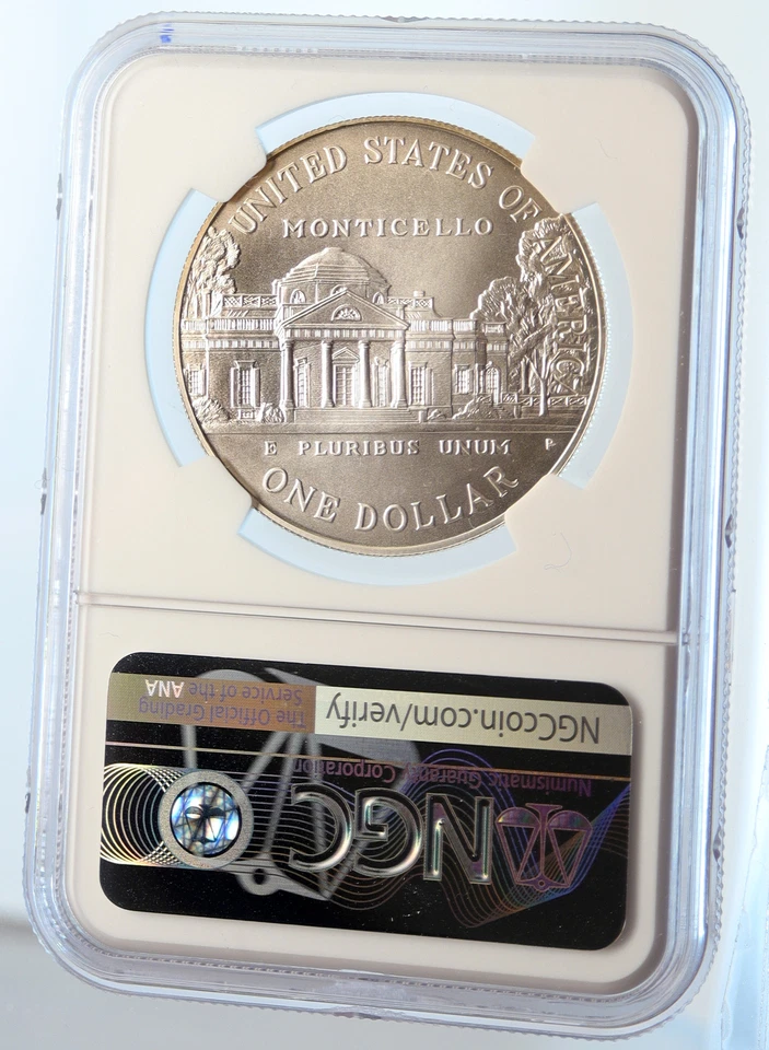 1993P UNITED STATES USA President Thomas Jefferson Silver Dollar Coin NGC i95560 - Image 4 of 4