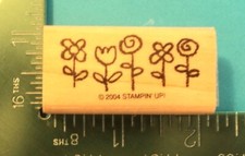 Stampin Up ROW OF LONG STEMMED FLOWERS Rubber Stamp 2