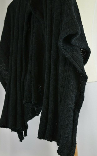 Eskandar Sz 0/S Cotton Linen Vest Black Open Cardigan Hand Loomed Shrug Scotland - Picture 10 of 11
