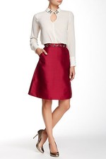 NWT $325 L.K. Bennett SK Kent Embellished Silk Blend Skirt Mulberry [SZ 4 ] #304