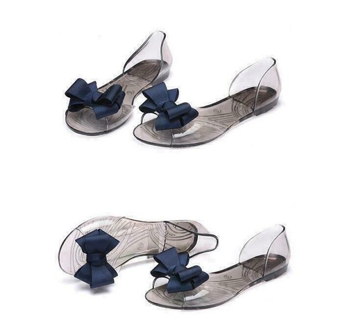 Klare Damen-Sandalen offene Zehenpartie Gummi-Schuhe Transparenz Schleife Kristall Mode - Bild 2 von 28