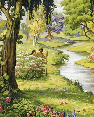 Catholic print picture - Adam and Eve 2T - 8'' x 10'' ready to be framed