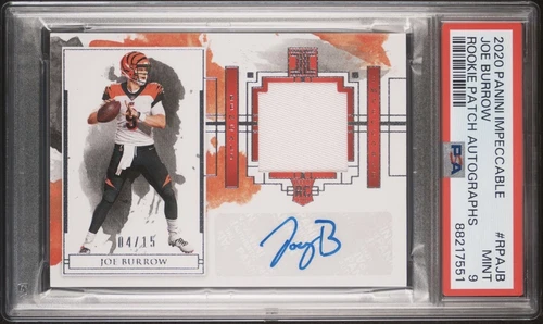 🔥🔥 2020 Panini Impeccable Joe Burrow Rookie Patch Auto - PSA 9  Low Pop 🔥🔥 