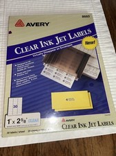 Avery 8660 Clear Ink Jet Mailing  Address Labels 1 X 2  5/8 -Inch750 Pack Sealed