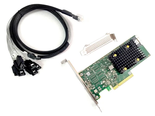 Broadcom LSI 9500-8i Tri-Mode HBA Controller 12Gbps SATA SAS PCIe 4.0 x8 + Kabel