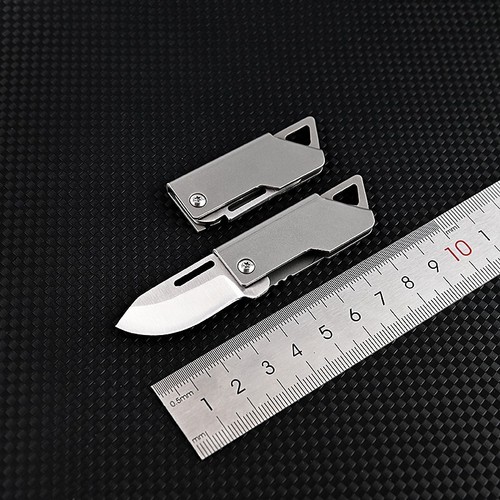 Mini Navaja de Bolsillo Plegable D2 Hoja Cuchillo Camping Llavero Cuchillo - Imagen 5 de 6