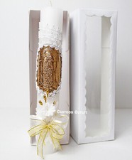 Communion Candle Vela Cirio Comunion Bautizo Baptism Gold Virgen de Guadalupe