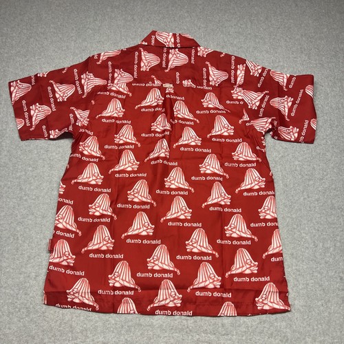 NWT Platinum FUBU Mens Shirt Button Up Red White Dumb Donald AOP Y2K Medium - Picture 7 of 10