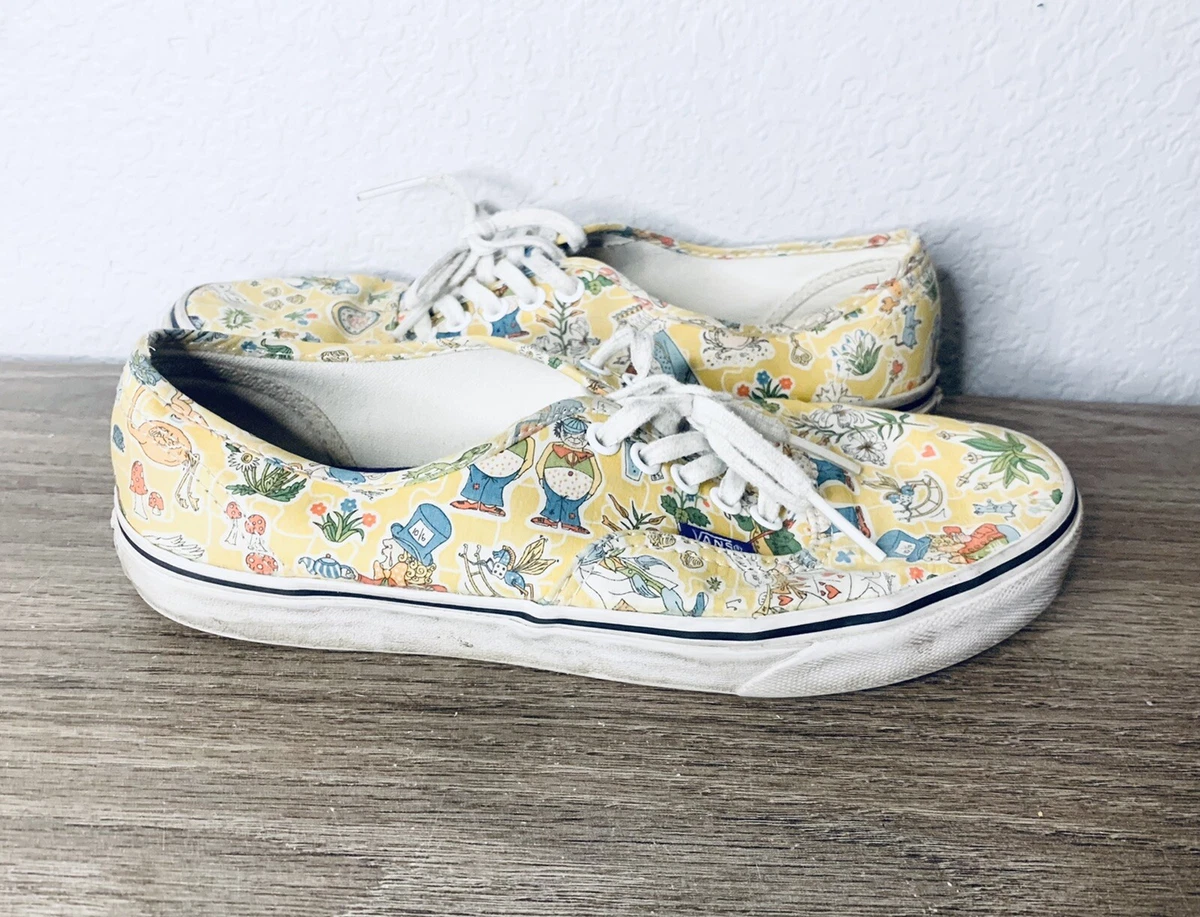 VANS Liberty London Alice-In-Wonderland Yellow Mad Hatter Sneakers M 7.5 9 | eBay