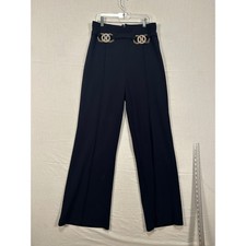 Fashion Nova Womens Navy Blue High Waisted Wide Leg Trousers Gold Rhinestone XL