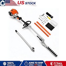 Gas Hedge Trimmer 43CC 2 Cycle Engine 24" Blade Long Reach Shaft Multi Tool