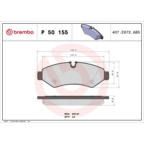 Kit de plaquettes de frein Brembo P50155 pour des voyages en famille sereins