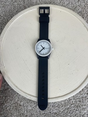 Neff Daily Analog Wristwatch with White Dial and Black Silicone Strap