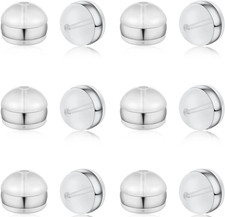 12pcs White Gold Soft Silicone Earring Backs for Studs Silver Belt Rubber Ear...