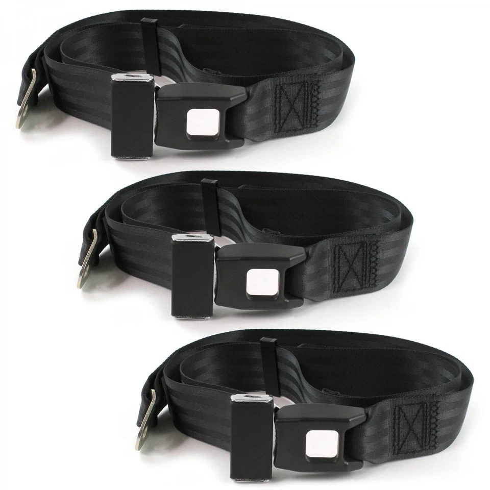 Ford Fairlane 1968 - 1969 Standard 2pt Black Lap Bench Seat Belt Kit - 3 Belts - Imagem 2 de 4