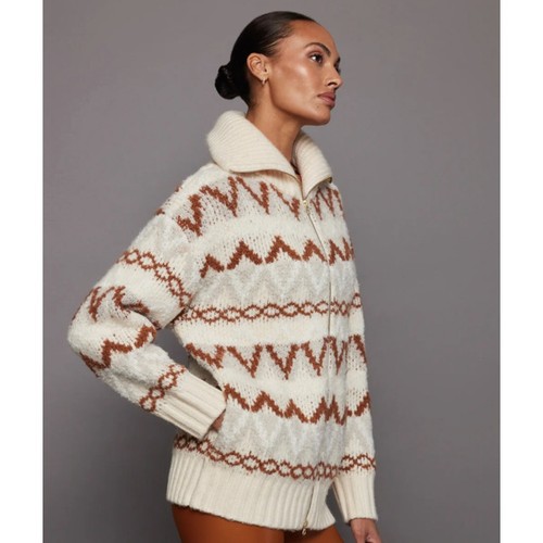 Varley Brooke Fairisle Strick Kragen Cardigan Pullover Jacke Whitecap Mountain - Bild 2 von 9