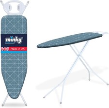 Image of Minky Expert Blue Ironing Board | Large 122 x 38 cm Surface | Universal Height