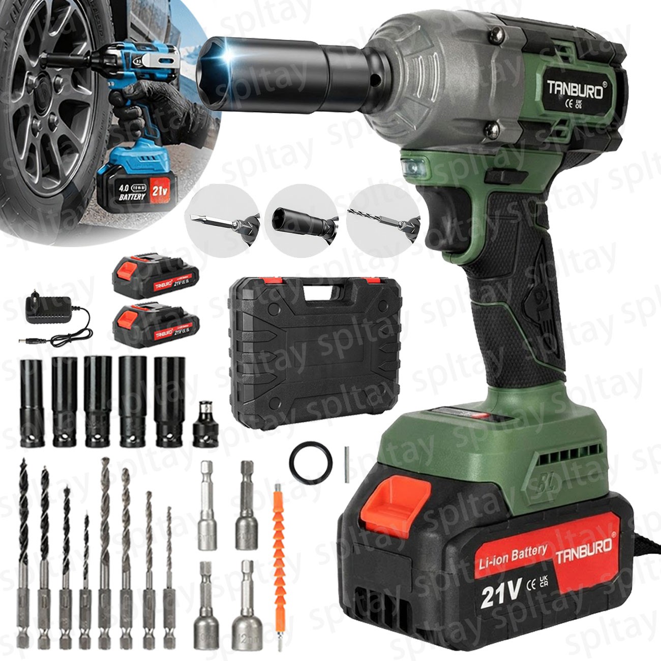 Avvitatore a percussione a batteria 3000NM avvitatore a batteria 1/2" cricchetto per Makita 21V foto 2