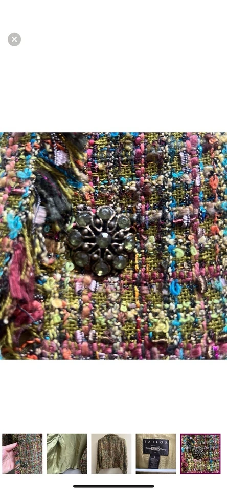 Blazer Traje Chaqueta Tailor B. MOSS Verde Flecos Tweed Talla 6 con Botón ¡Usado Una Vez! Foto 4 de 4