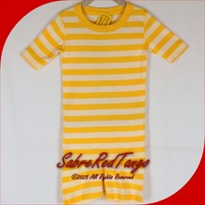 NWT HANNA ANDERSSON SHORT JOHNS PAJAMAS WARM SUN YELLOW WHITE STRIPE 150 12