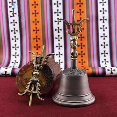Three Shares Phurpa Dorje Phurba Bell Bronze Singing Bowl Temple Bell H7.4''#0229