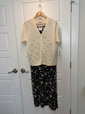 NWT VINTAGE R&K Originals Women's Cardigan Sleeveless Dress SET Size 14 #0150