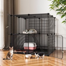Uforic 2  Tier Cat Playpen 28", Indoor Metal Cage for 1  2 Cats, Black