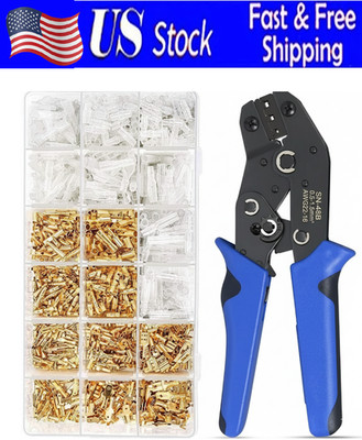 Kit Crimpadora De Cables AWG 22-16 Con Terminales Macho Hembra Tipo Bala