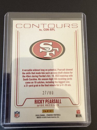 2024 Panini Phoenix Contours Ricky Pearsall #Con-Rpl /80 49ers - Picture 2 of 2