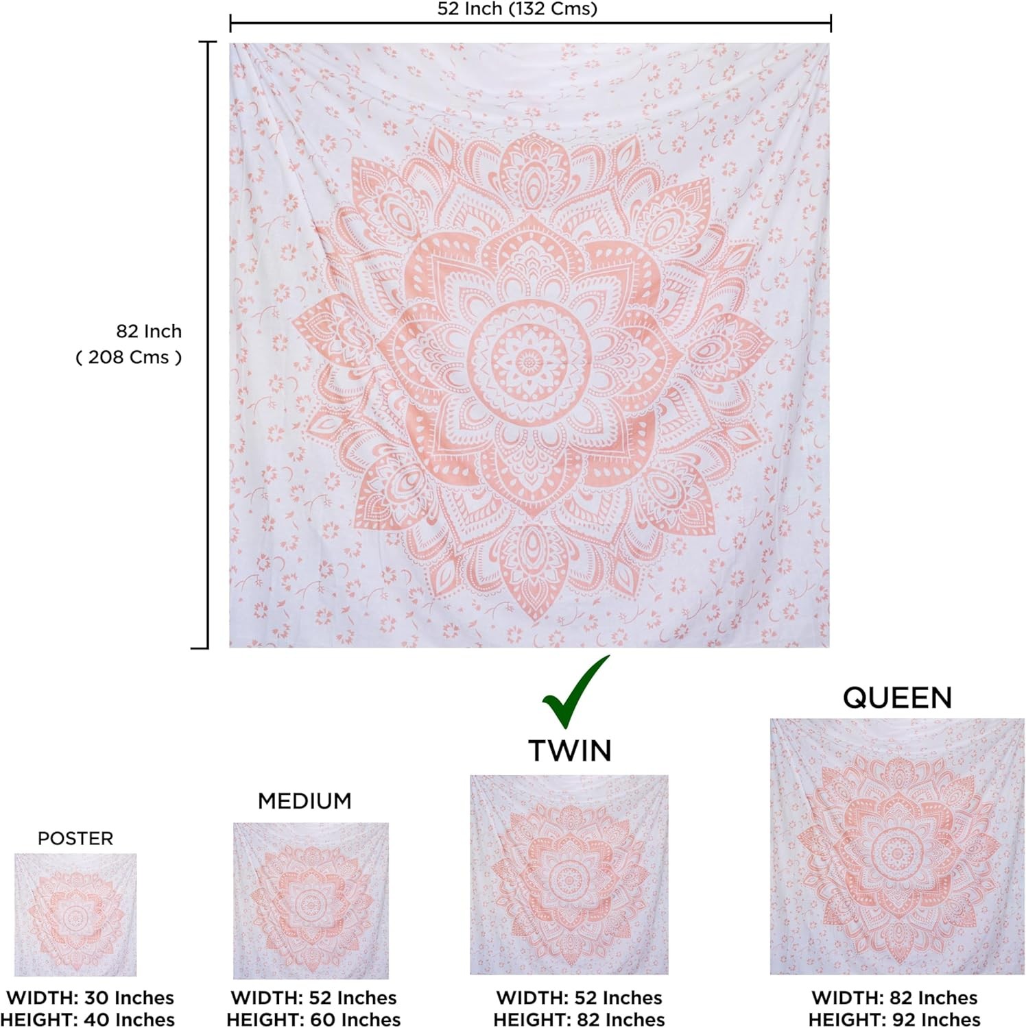 raajsee Glittering Rose Gold 92L" x 82W", Passion Ombre 