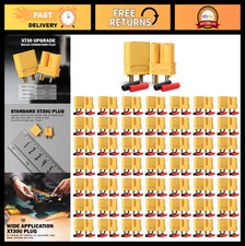 50 Pairs XT30 Connectors with Heat Shrink Tubing - Male & Female for RC Drones,