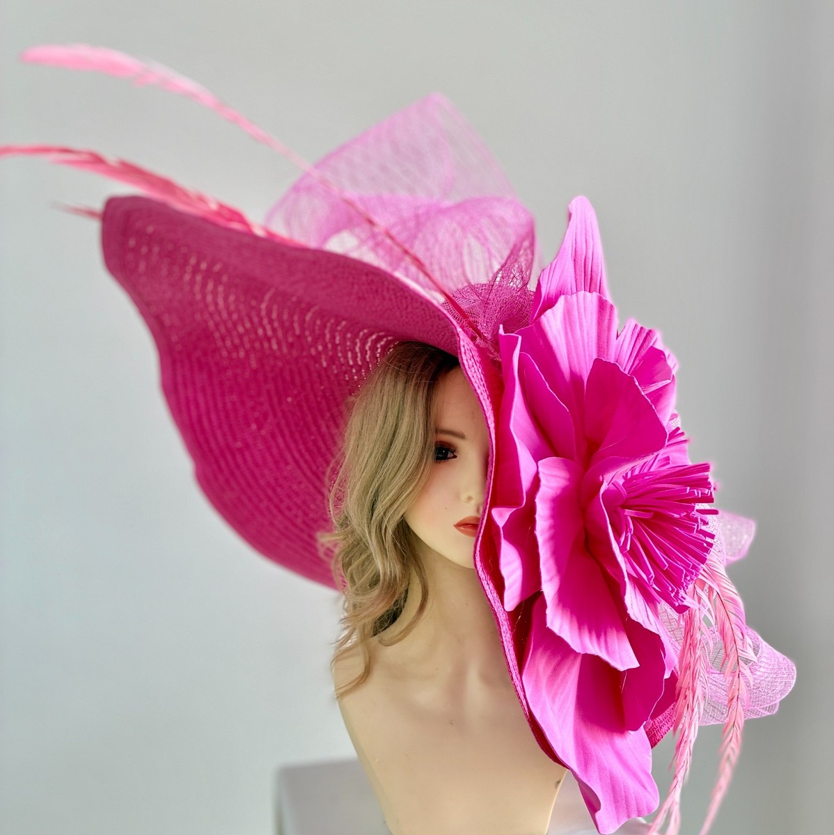 Kentucky Derby Hat Church Tea Party Hat with Wide Brim
