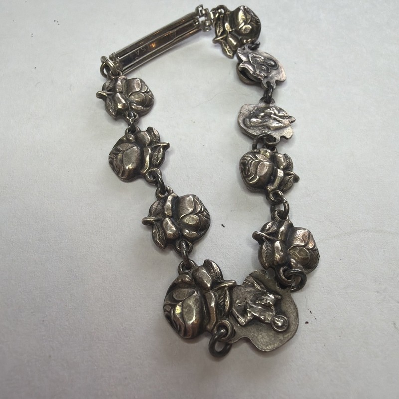 Vintage Sterling Silver 6" Catholic Religious Saint Medal Charm Bracelet i48