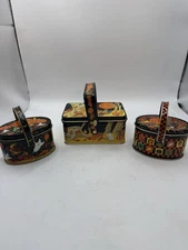 Vintage Lot Of Three Keller Charles Halloween Tins, Pumpkins, Ghosts, Ect