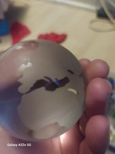 Glass globe paperweight etched with Earth design Barca Edinburgh 2000