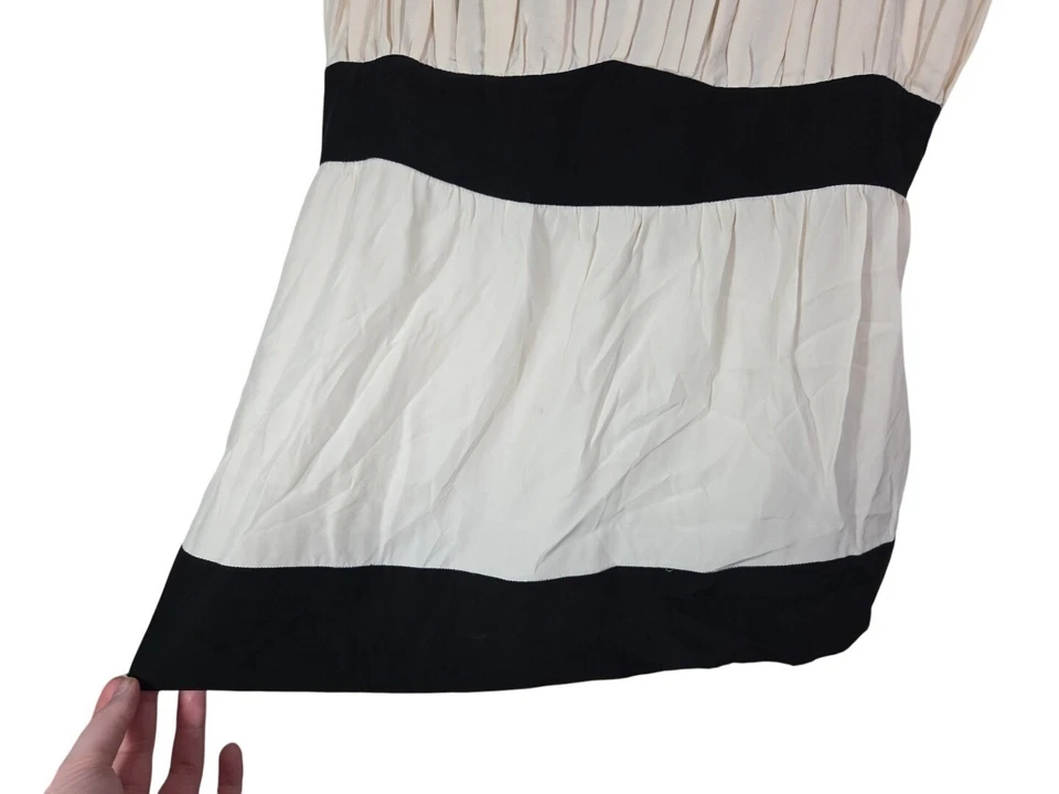 Babydoll de Seda De Colección Volantes Contraste Blanco Negro Femenino Indie Sleaze Dulce Talla 8 M Foto 3 de 4