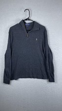 Polo Ralph Lauren Sweater Mens Medium Gray Estate Rib Quarter Zip Pullover Knit