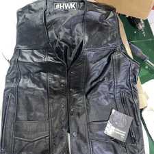 HWK MENS WOMENMOTORCYCLE VEST LACE SIDES Leather hidden pocket 6 others SIZE XL