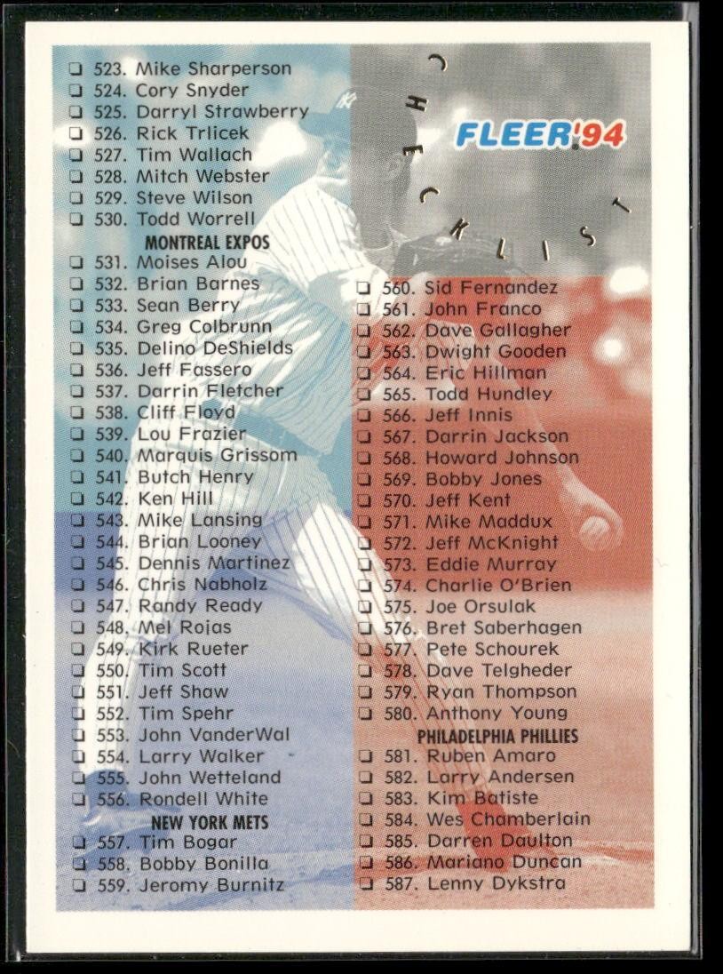1994 Fleer #718 Checklist: 523-652 - Jim Abbott