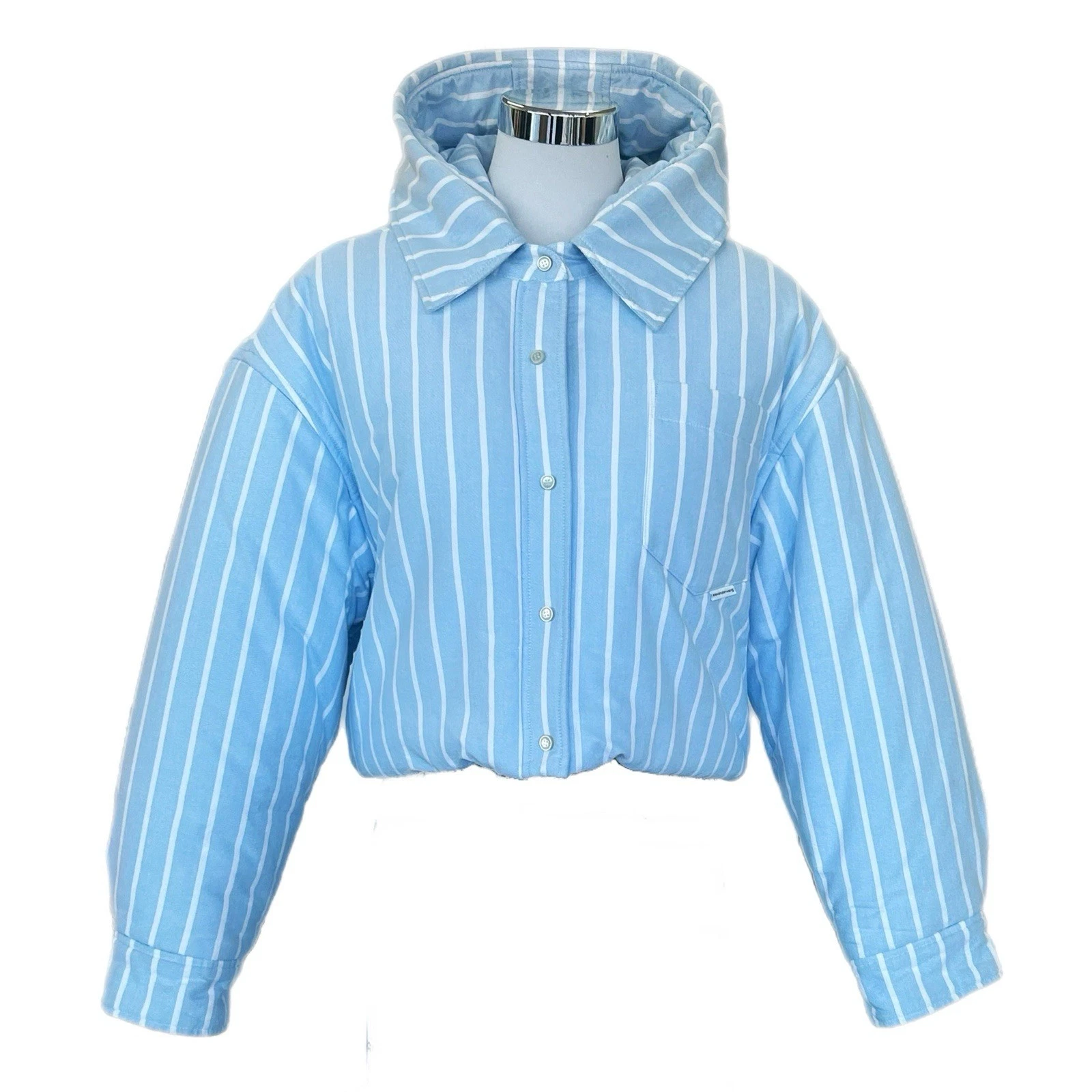 ALEXANDER WANG Oxford Bubble Hem Jacket Blue Sz XS   Relaxed Fit Up To AUS 10