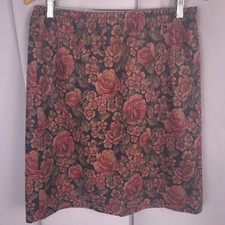 Vintage Womens Handmade Skirt Large Granny Floral Pull On Dark Cottagecore