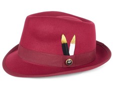 Fedora Hats for Men  Women Short Brim Felt hat Trilby Fedora with Feather Pa...