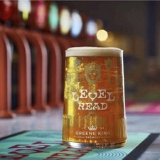 2 x Greene King Level Head Pint Glasses Limited Edition Tankard Brand New 