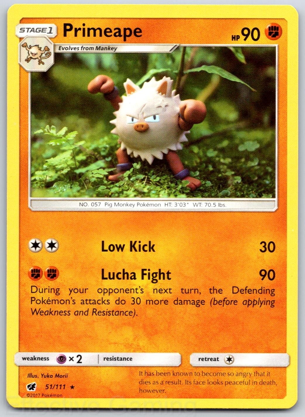 Primeape 51/111 Rare Crimson Invasion Pokemon NM Morii