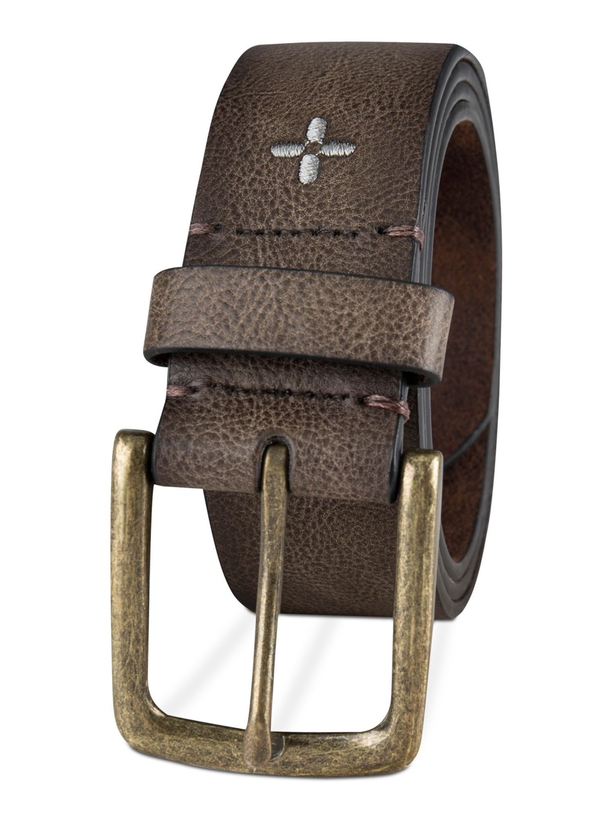 Мужской повседневный ремень из искусственной кожи с вышитым логотипом SUN STONE коричневый M 34-36 1390₽