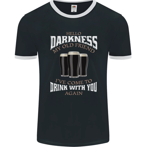 Hello Darkness My Old Friend Funny Guiness Mens Ringer T-Shirt FotL