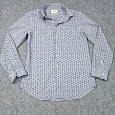 Goodfellow Dress Shirt Medium 15-15 1/2 Long Sleeve Blue Silver Floral Grid
